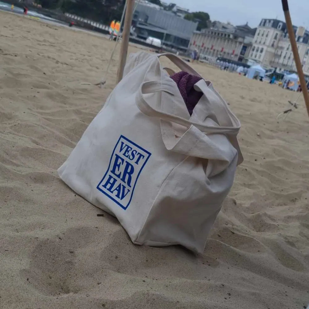 VESTERHAV SHOPPER NATUR/BLÅ
