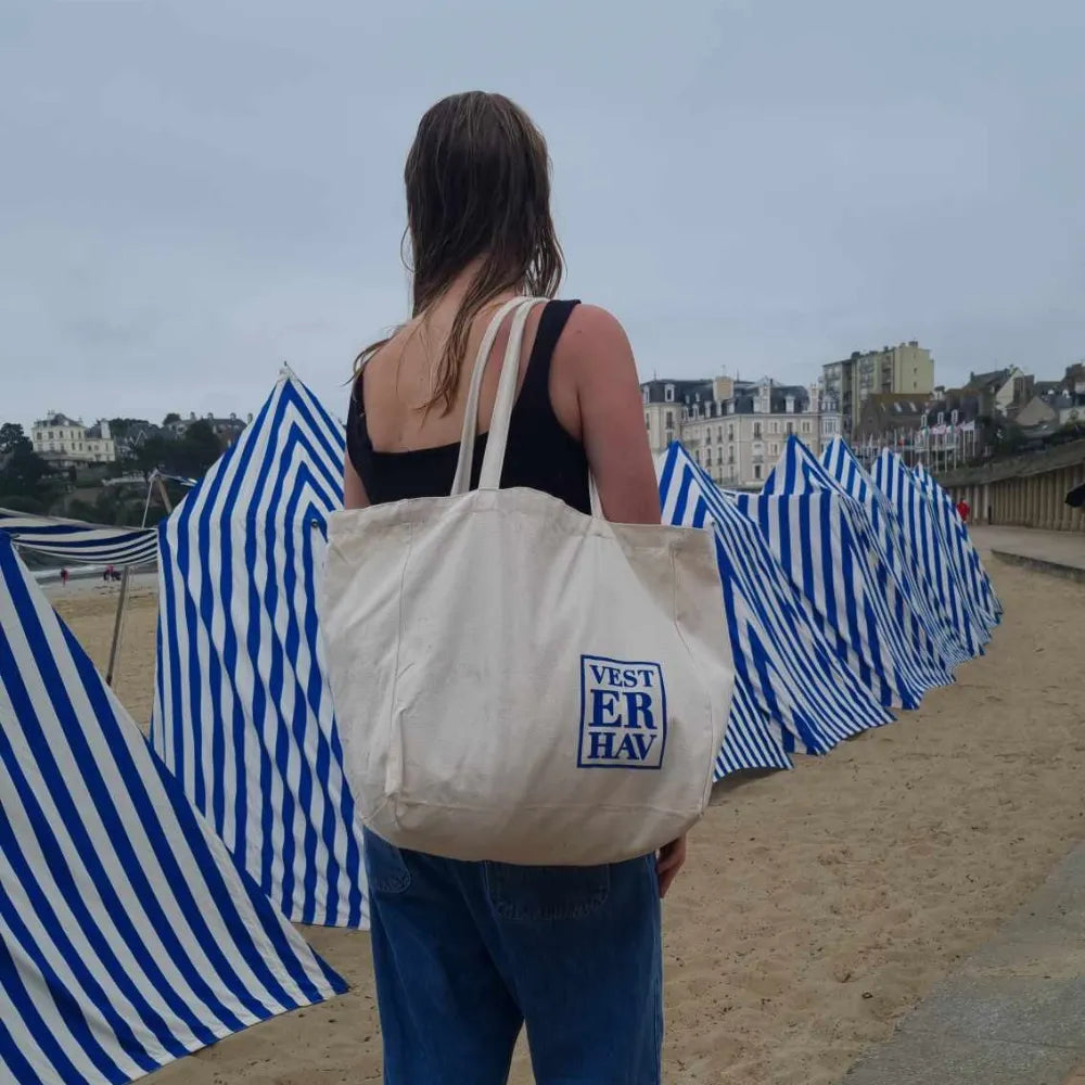 VESTERHAV SHOPPER NATUR/BLÅ