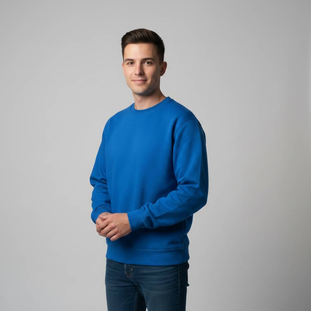 Blå sweatshirt uden tryk
