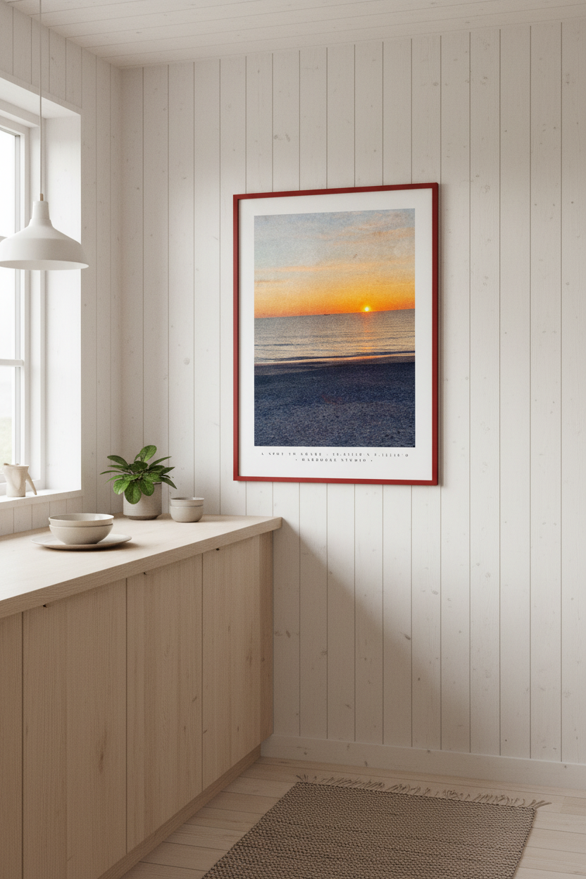 Solnedgang over vesterhavet i ramme